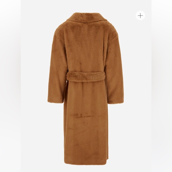 New!!! Camel brown faux fur coat with belt & side pockets - Picture 4 of 5